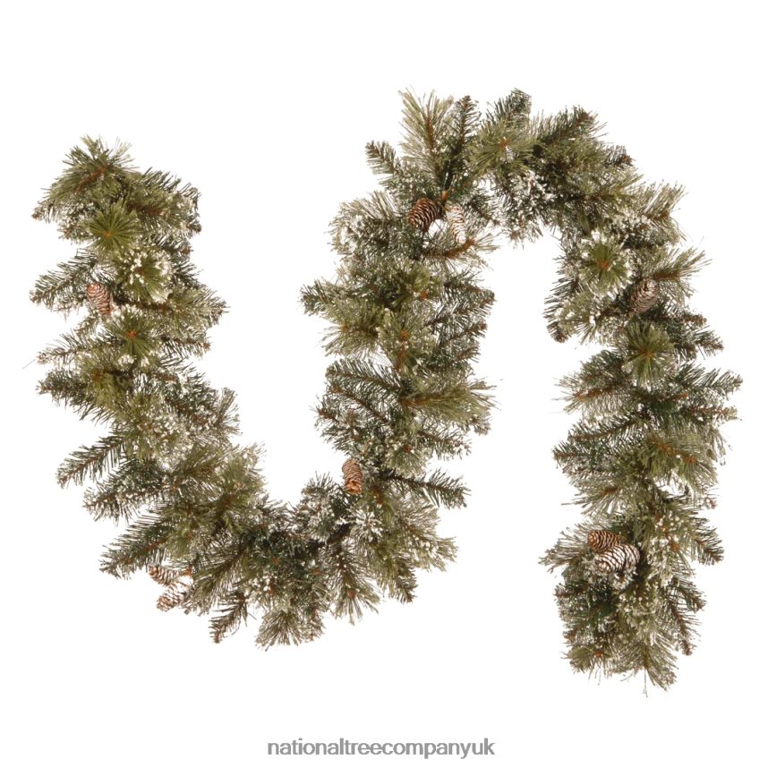 Greenery | National Tree Company Artificial Christmas Garland Green Glittery Pine Decorated With Pine Cones Frosted Branches Christmas Collection 6 Feet F2L4F378